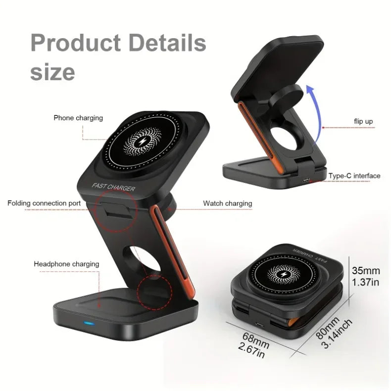 3-in-1 Magnetic Wireless Charging Station