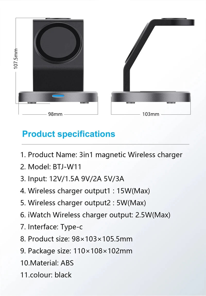 3-in-1 Magnetic Wireless Charger