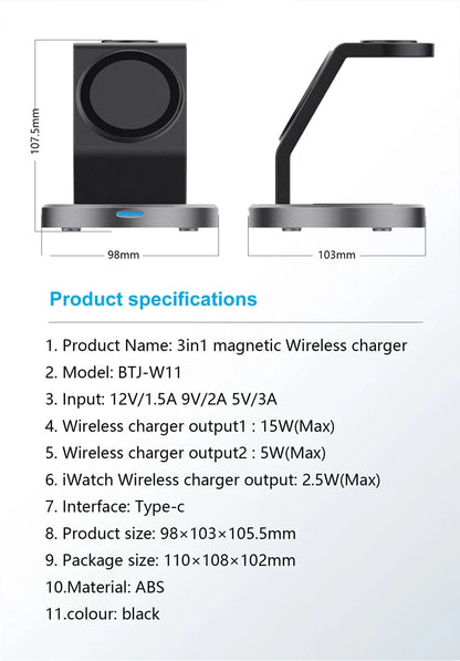 3-in-1 Magnetic Wireless Charger