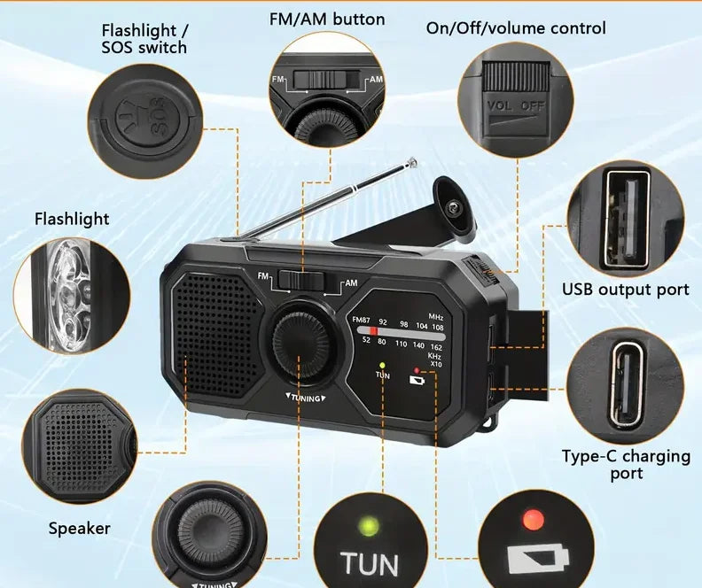 Emergency Solar Crank Radio